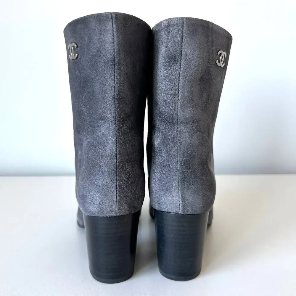 CHANEL grey suede